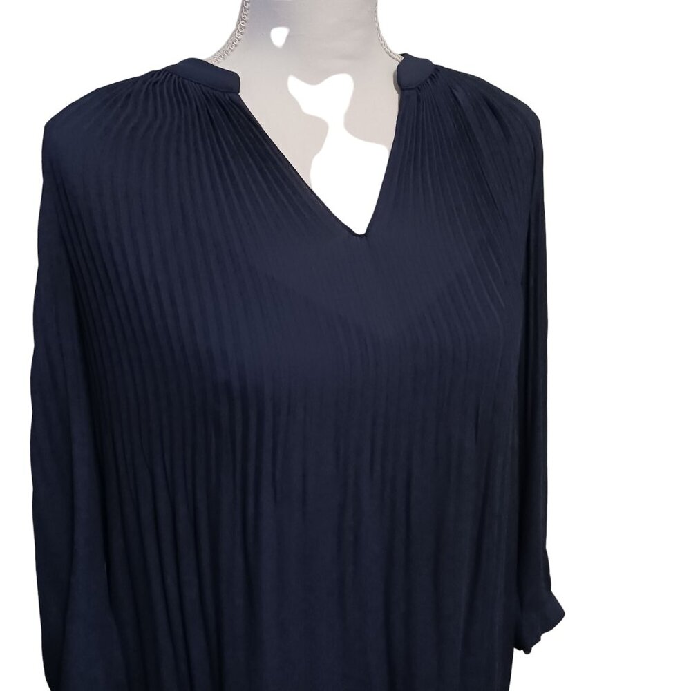 NEW HOBBS LONDON Emilia‎ Pleated Shift Dress Navy Blue Size 4 - Picture 7 of 15